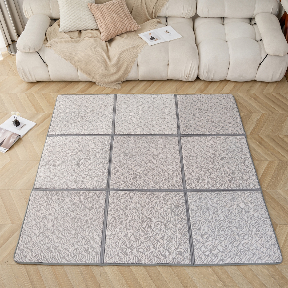 91家纺网 家纺一手货源 找家纺 新太阳蚊帐 2025新款云棉绒雕花可折叠地垫垫子 素格雅垫