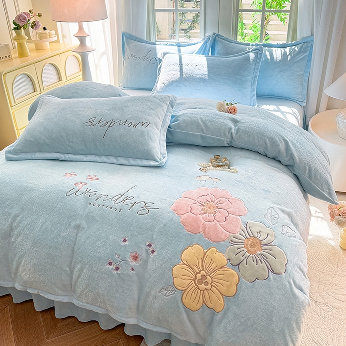 梦纤绒 2025秋冬新款8斤220g全消光牛奶绒系列四件套-梦境 梦境--婴儿蓝