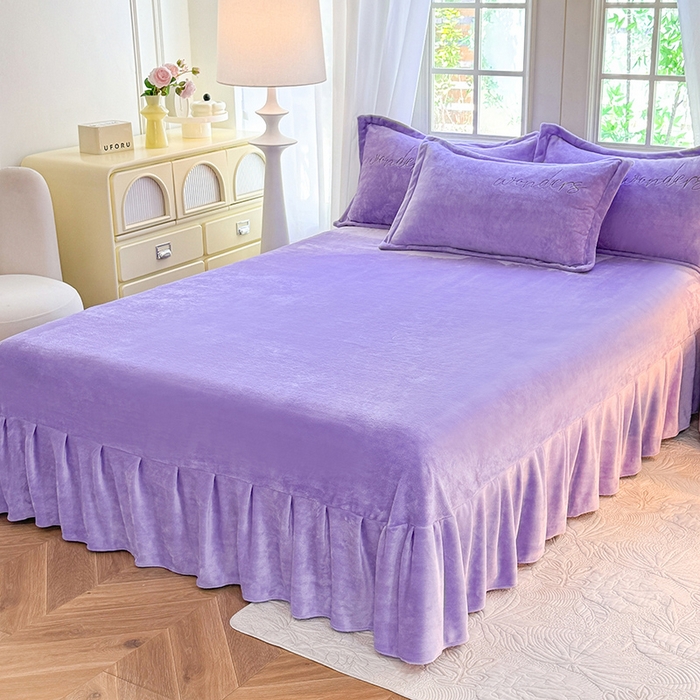 91家纺网 家纺一手货源 找家纺 梦纤绒 2025秋冬新款8斤220g全消光牛奶绒系列四件套-梦境 梦境--梦幻紫