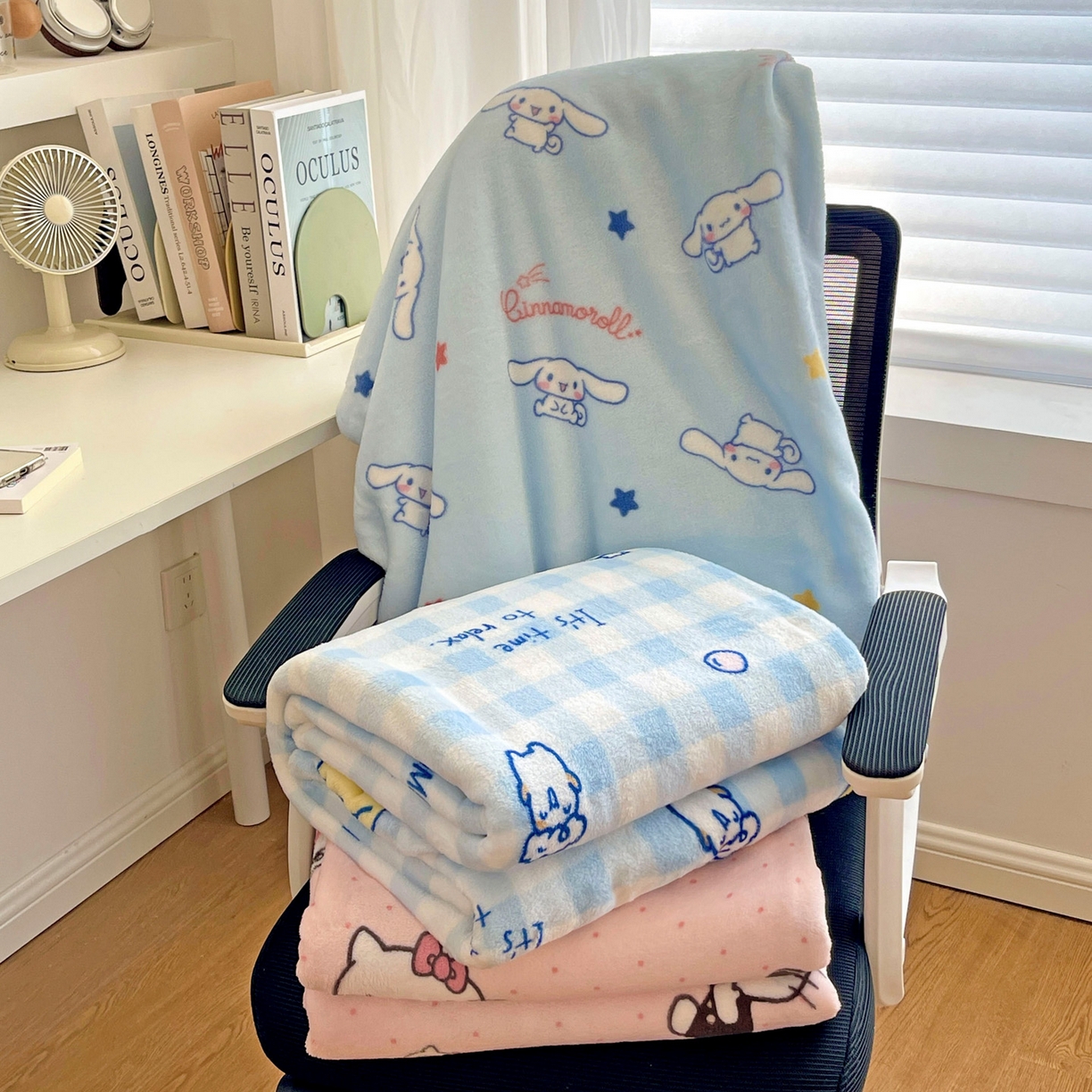 91家纺网 家纺一手货源 找家纺 （总）耀悦家纺 2025秋冬新款正版授权三丽鸥高克重卡通牛奶绒毛毯多功能毯子盖毯