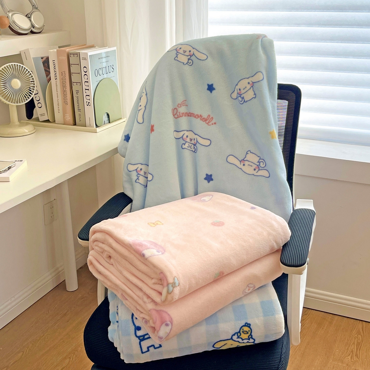 91家纺网 家纺一手货源 找家纺 耀悦家纺 2025秋冬新款正版授权三丽鸥高克重卡通牛奶绒毛毯多功能毯子盖毯 组合