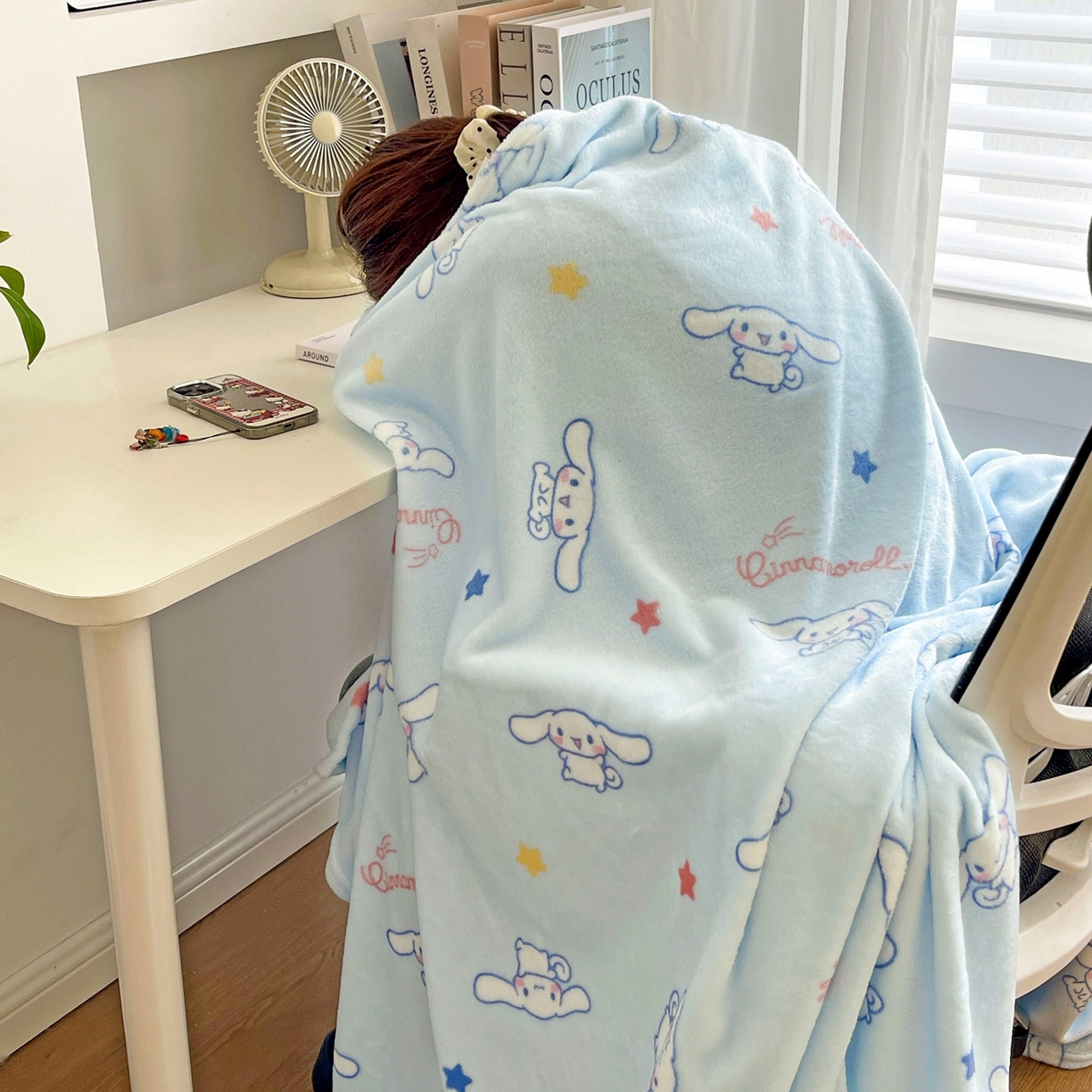 91家纺网 家纺一手货源 找家纺 耀悦家纺 2025秋冬新款正版授权三丽鸥高克重卡通牛奶绒毛毯多功能毯子盖毯 星星玉桂狗