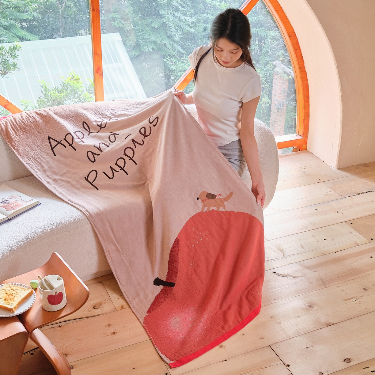 91家纺网 家纺一手货源 找家纺 沐瑟家纺 2025新款卡通A类全棉四层纱布浴巾加大毛巾-第一组 心萍气和 80*160cm