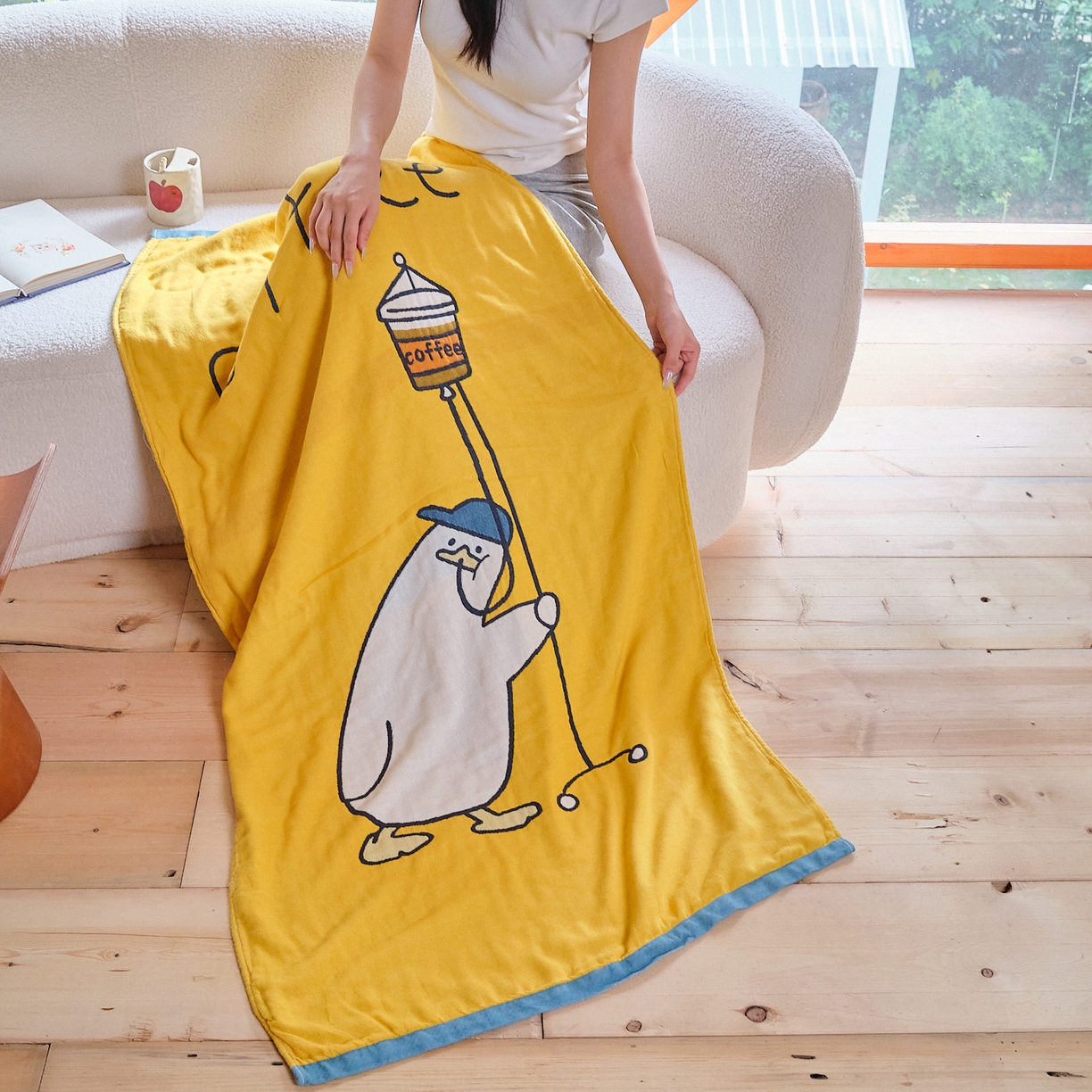 91家纺网 家纺一手货源 找家纺 沐瑟家纺 2025新款卡通A类全棉四层纱布浴巾加大毛巾-第一组 咖啡鸭 80*160cm