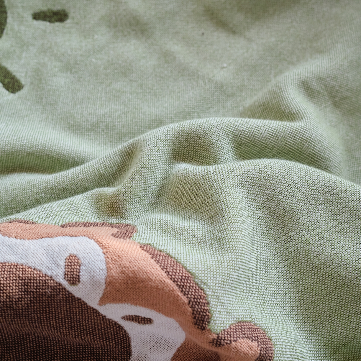 91家纺网 家纺一手货源 找家纺 沐瑟家纺 2025新款卡通A类全棉四层纱布浴巾加大毛巾-第一组 绿地狗 80*160cm