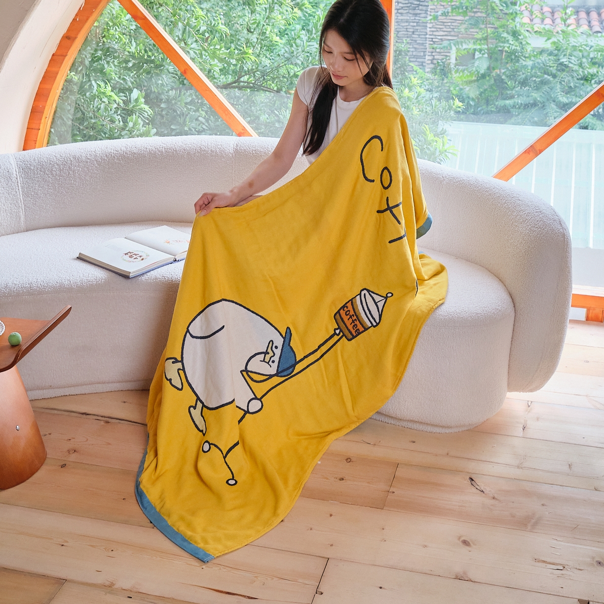 91家纺网 家纺一手货源 找家纺 沐瑟家纺 2025新款卡通A类全棉四层纱布浴巾加大毛巾-第一组 咖啡鸭 80*160cm