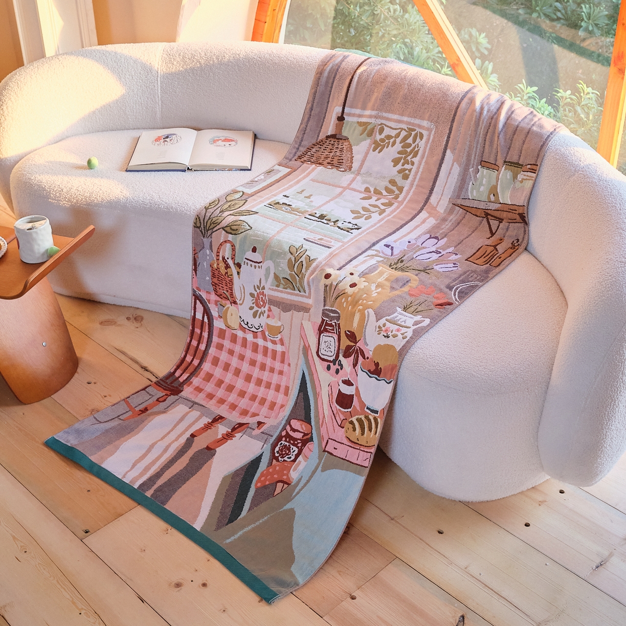 91家纺网 家纺一手货源 找家纺 沐瑟家纺 2025新款卡通A类全棉四层纱布浴巾加大毛巾-第一组 悠闲时光 80*160cm