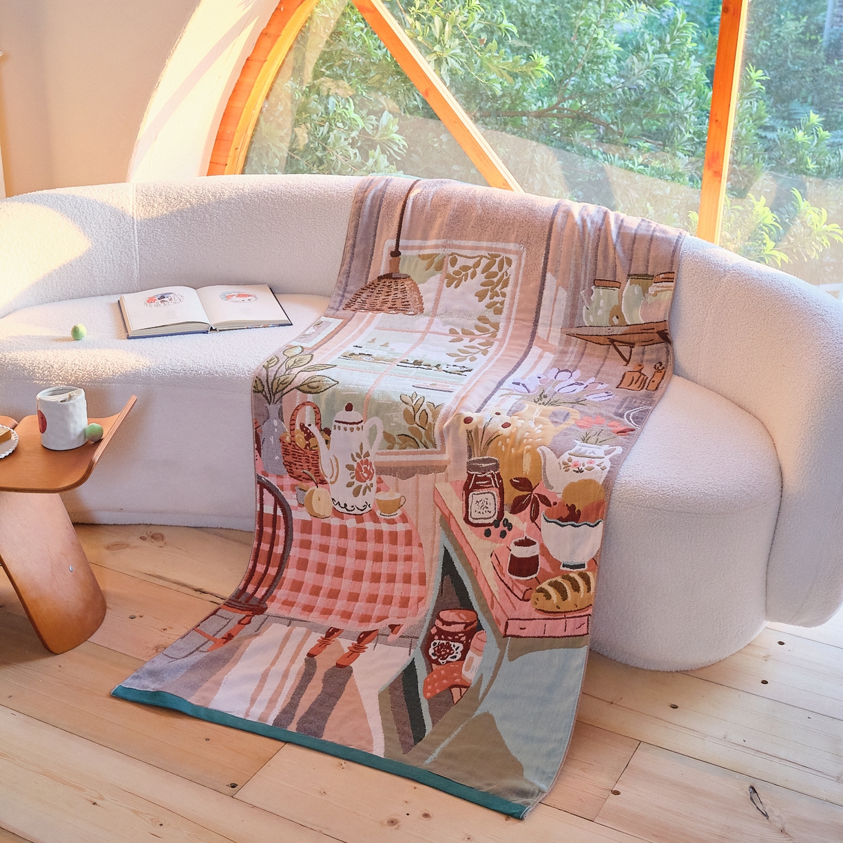 91家纺网 家纺一手货源 找家纺 沐瑟家纺 2025新款卡通A类全棉四层纱布浴巾加大毛巾-第一组 悠闲时光 80*160cm