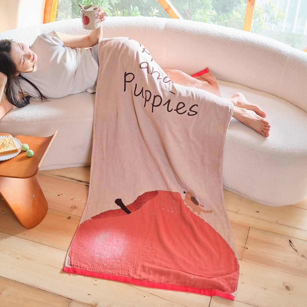 91家纺网 家纺一手货源 找家纺 沐瑟家纺 2025新款卡通A类全棉四层纱布浴巾加大毛巾-第一组 心萍气和 80*160cm