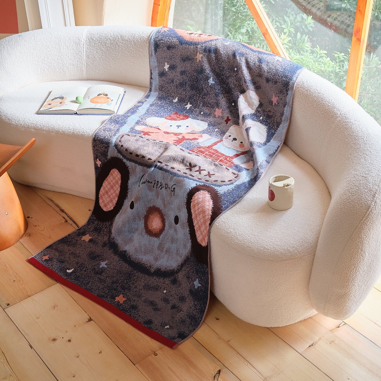 91家纺网 家纺一手货源 找家纺 沐瑟家纺 2025新款卡通A类全棉四层纱布浴巾加大毛巾-第一组 小熊包包 80*160cm