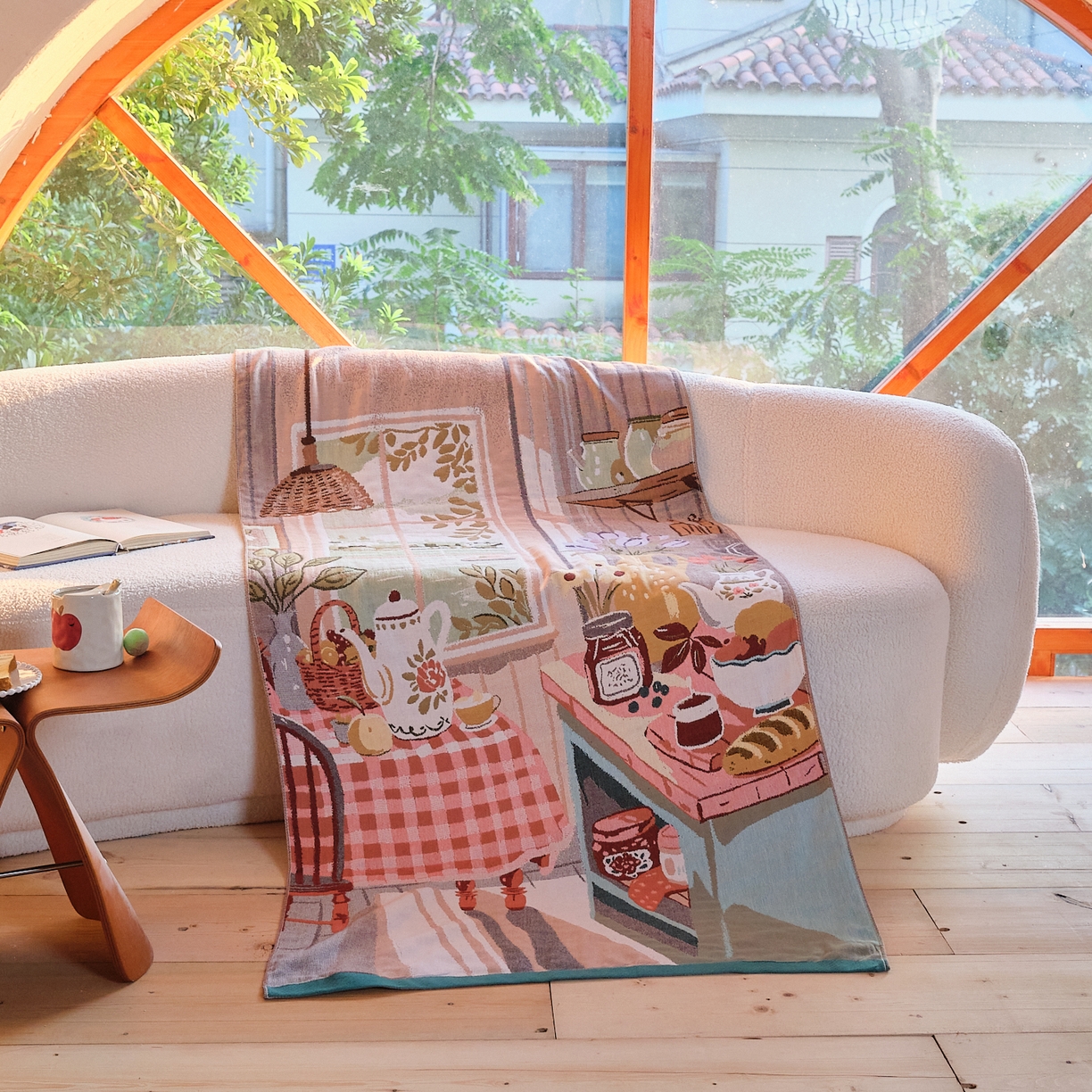 91家纺网 家纺一手货源 找家纺 沐瑟家纺 2025新款卡通A类全棉四层纱布浴巾加大毛巾-第一组 悠闲时光 80*160cm