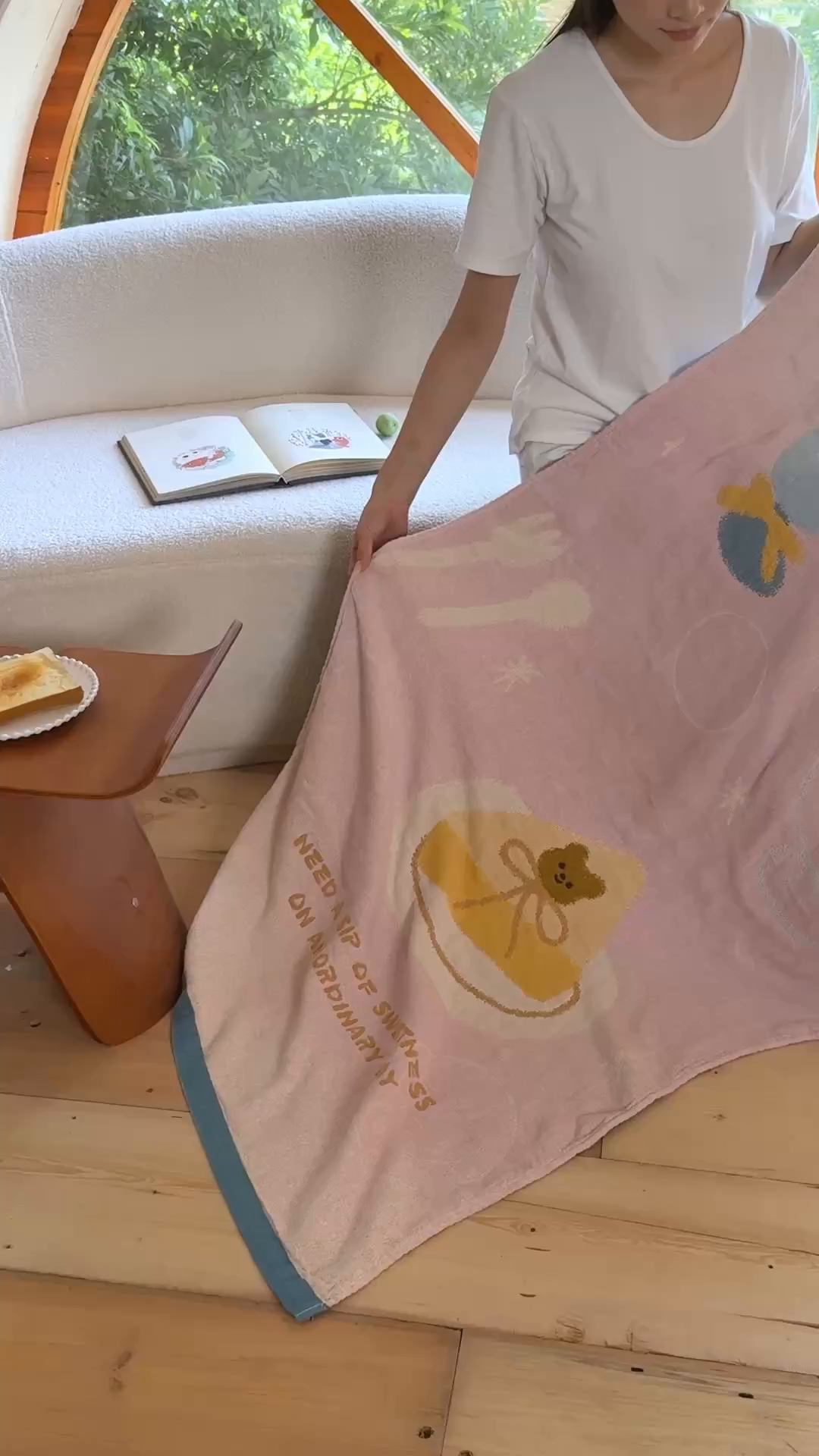 91家纺网 家纺一手货源 找家纺 沐瑟家纺 2025新款卡通A类全棉四层纱布浴巾加大毛巾-第一组 甜品 80*160cm