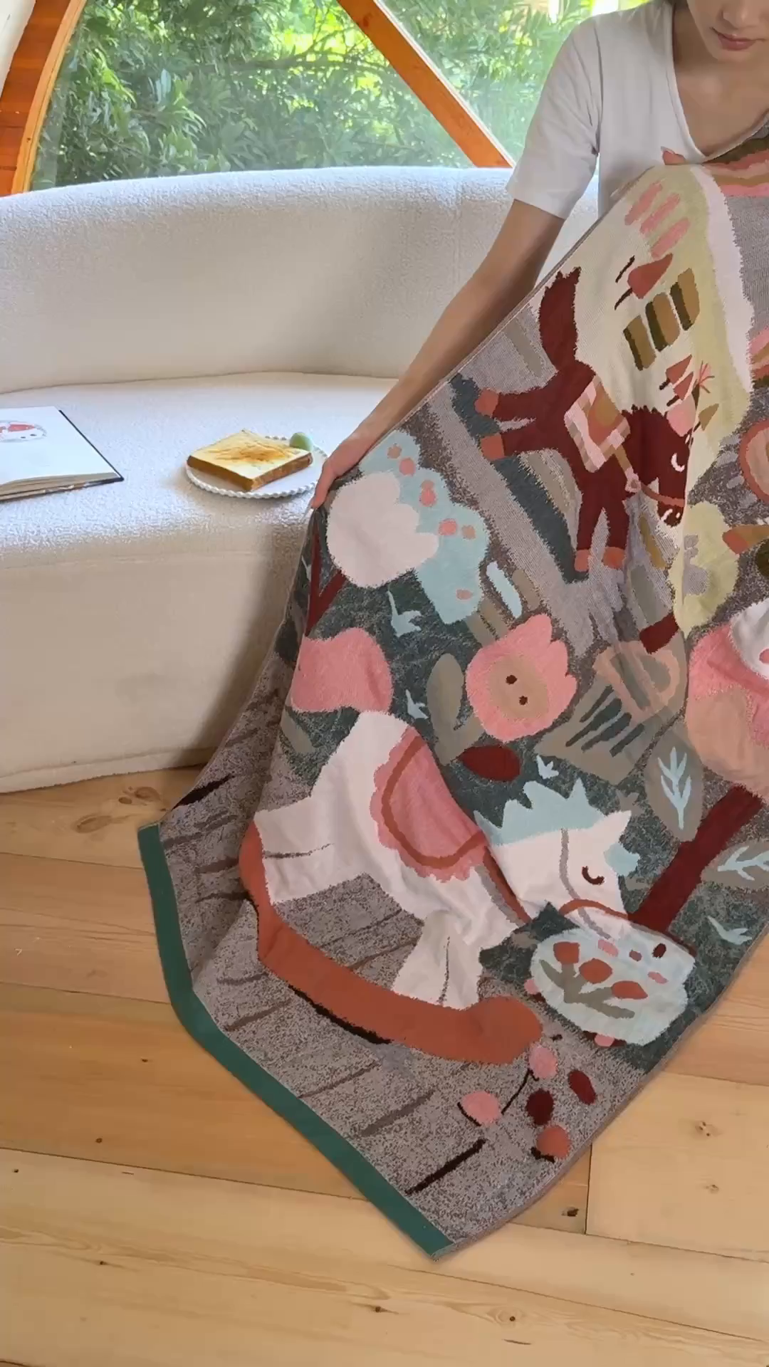 91家纺网 家纺一手货源 找家纺 沐瑟家纺 2025新款卡通A类全棉四层纱布浴巾加大毛巾-第一组 木马乐园 80*160cm