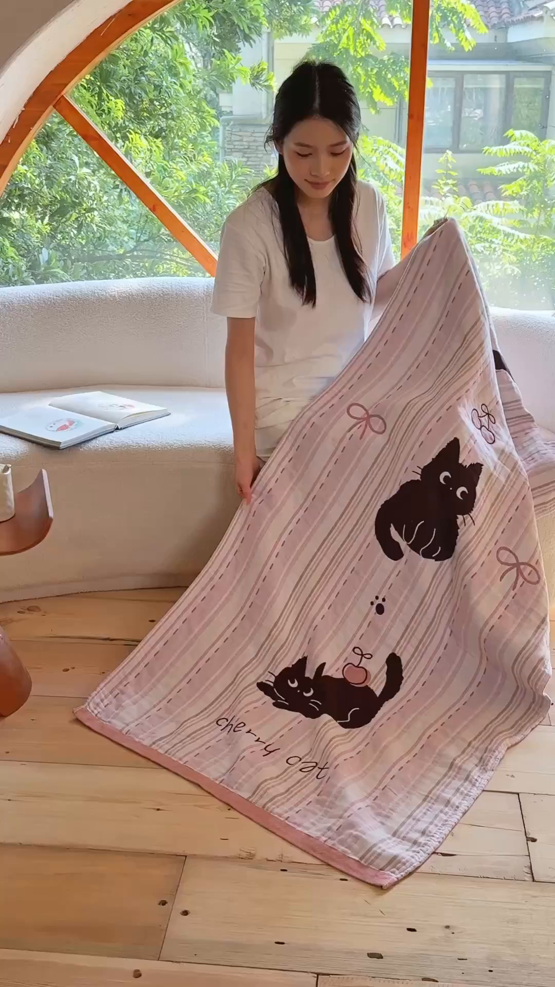 91家纺网 家纺一手货源 找家纺 沐瑟家纺 2025新款卡通A类全棉四层纱布浴巾加大毛巾-第一组 三小只 80*160cm