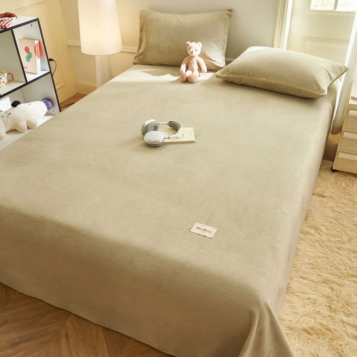 91家纺网 家纺一手货源 找家纺 晨曦家纺 2025新款加厚牛奶绒床单单件法兰绒宝宝绒 MAX-暖绿