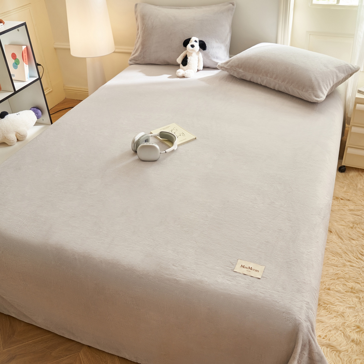 91家纺网 家纺一手货源 找家纺 晨曦家纺 2025新款加厚牛奶绒床单单件法兰绒宝宝绒 MAX-浅灰