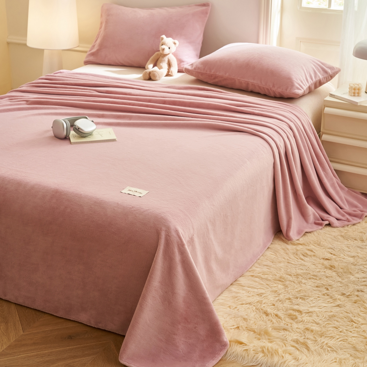 91家纺网 家纺一手货源 找家纺 晨曦家纺 2025新款加厚牛奶绒床单单件法兰绒宝宝绒 MAX-豆沙