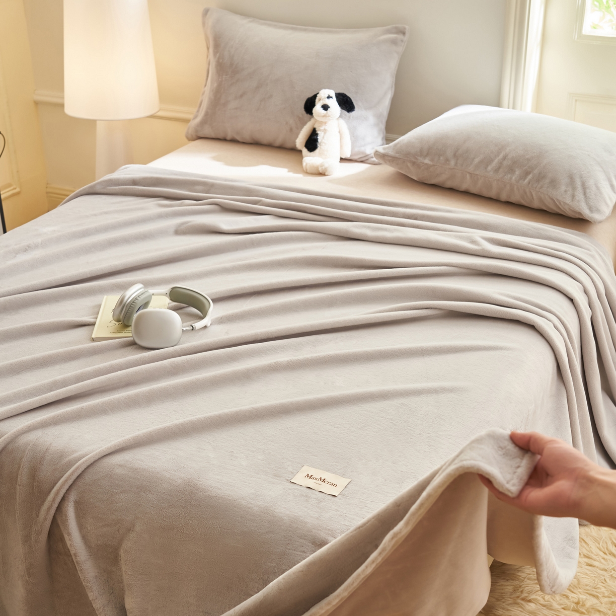91家纺网 家纺一手货源 找家纺 晨曦家纺 2025新款加厚牛奶绒床单单件法兰绒宝宝绒 MAX-浅灰