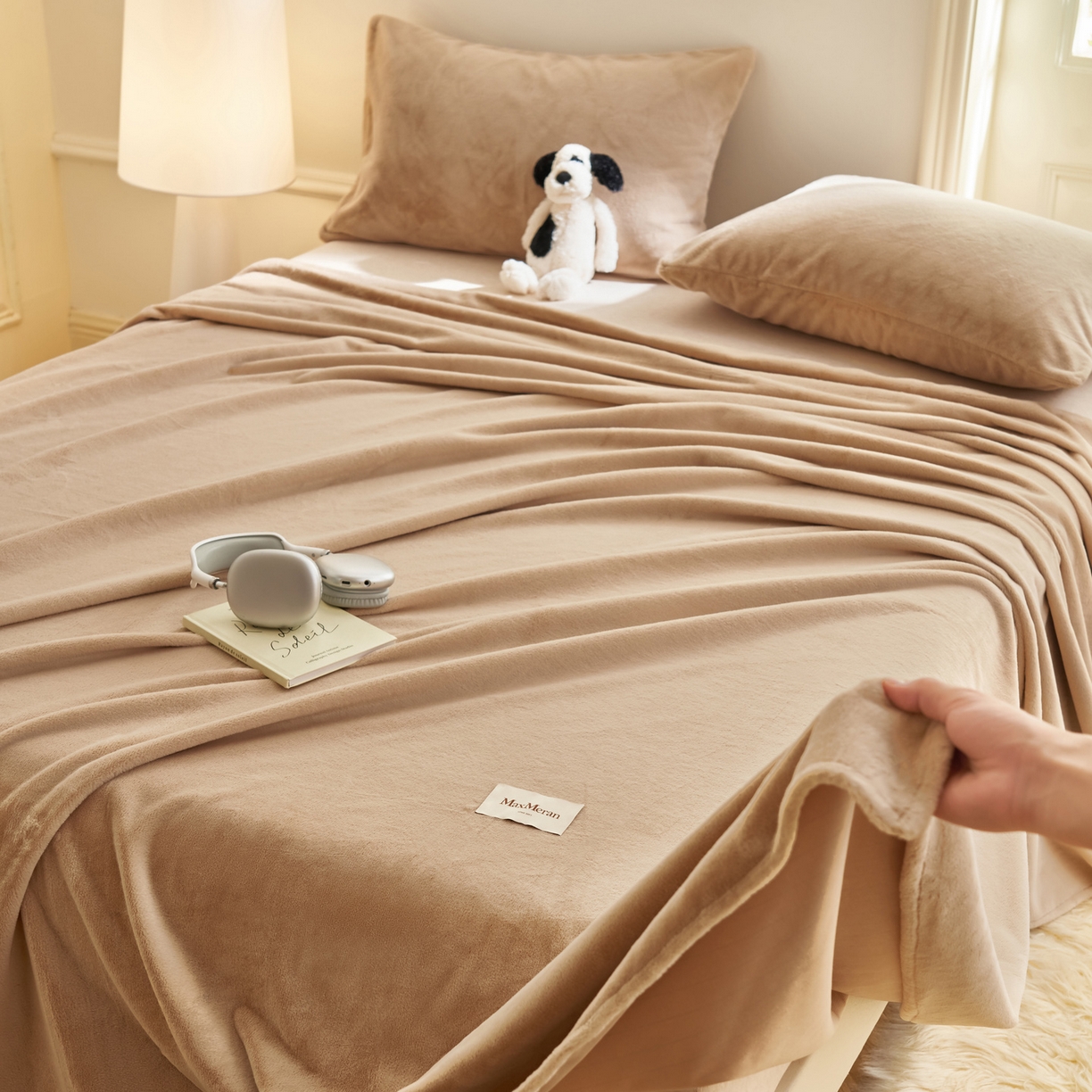 91家纺网 家纺一手货源 找家纺 晨曦家纺 2025新款加厚牛奶绒床单单件法兰绒宝宝绒 MAX-卡布奇诺咖