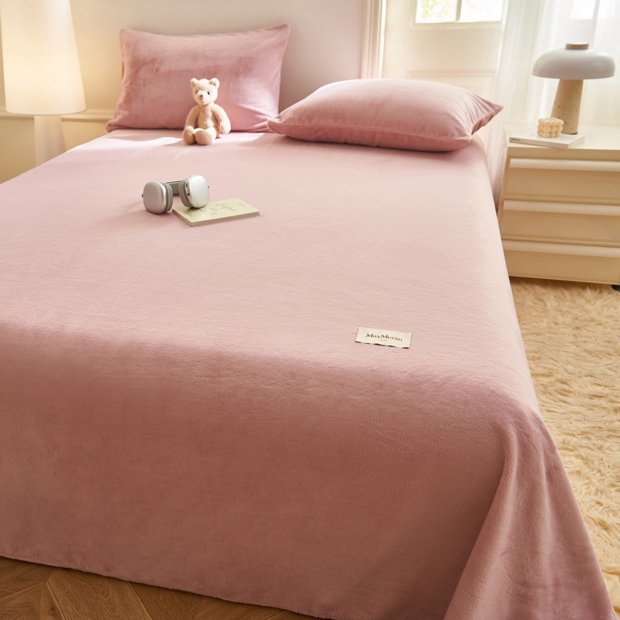 91家纺网 家纺一手货源 找家纺 晨曦家纺 2025新款加厚牛奶绒床单单件法兰绒宝宝绒 MAX-豆沙