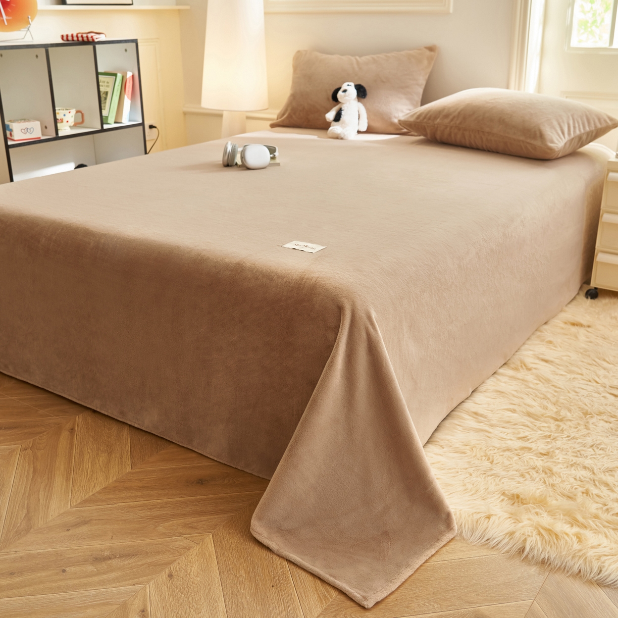 91家纺网 家纺一手货源 找家纺 晨曦家纺 2025新款加厚牛奶绒床单单件法兰绒宝宝绒 MAX-卡布奇诺咖