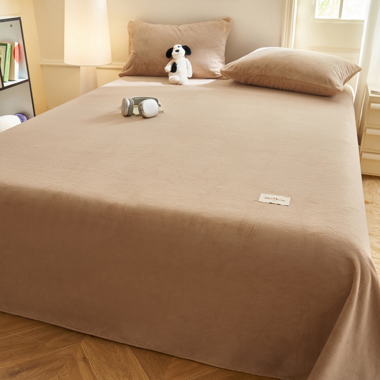 91家纺网 家纺一手货源 找家纺 晨曦家纺 2025新款加厚牛奶绒床单单件法兰绒宝宝绒 MAX-卡布奇诺咖