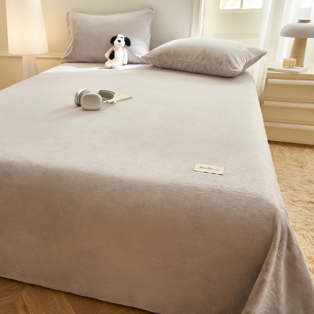 91家纺网 家纺一手货源 找家纺 晨曦家纺 2025新款加厚牛奶绒床单单件法兰绒宝宝绒 MAX-浅灰
