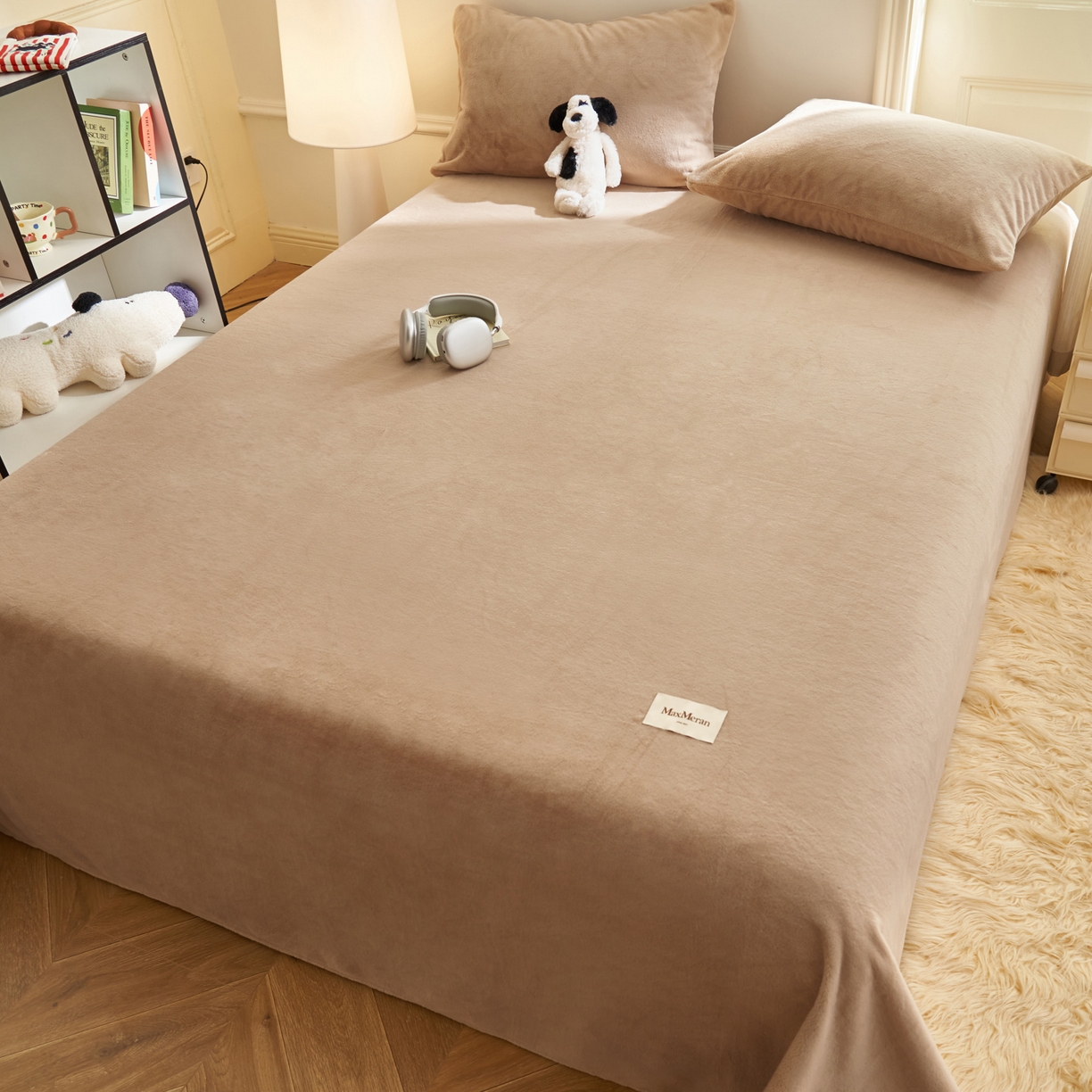 91家纺网 家纺一手货源 找家纺 晨曦家纺 2025新款加厚牛奶绒床单单件法兰绒宝宝绒 MAX-卡布奇诺咖