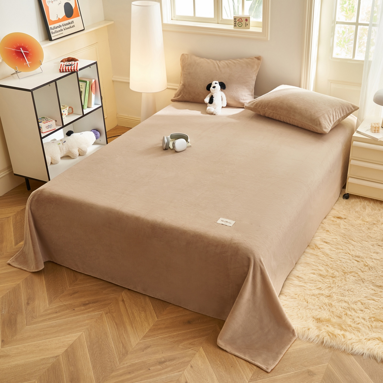 91家纺网 家纺一手货源 找家纺 晨曦家纺 2025新款加厚牛奶绒床单单件法兰绒宝宝绒 MAX-卡布奇诺咖