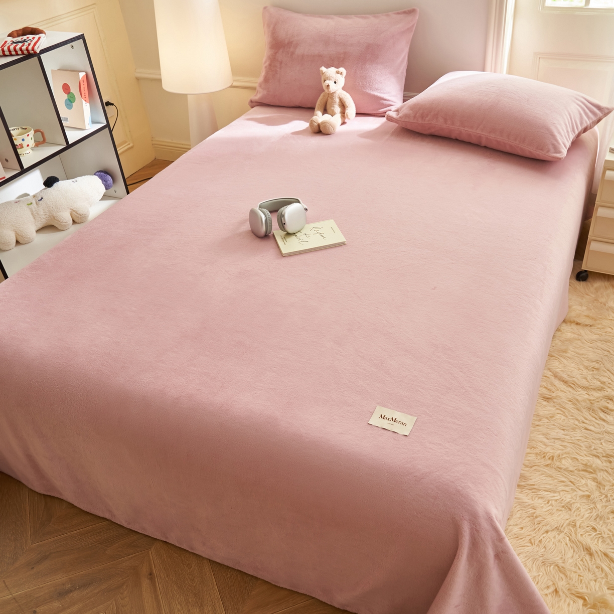 91家纺网 家纺一手货源 找家纺 晨曦家纺 2025新款加厚牛奶绒床单单件法兰绒宝宝绒 MAX-豆沙