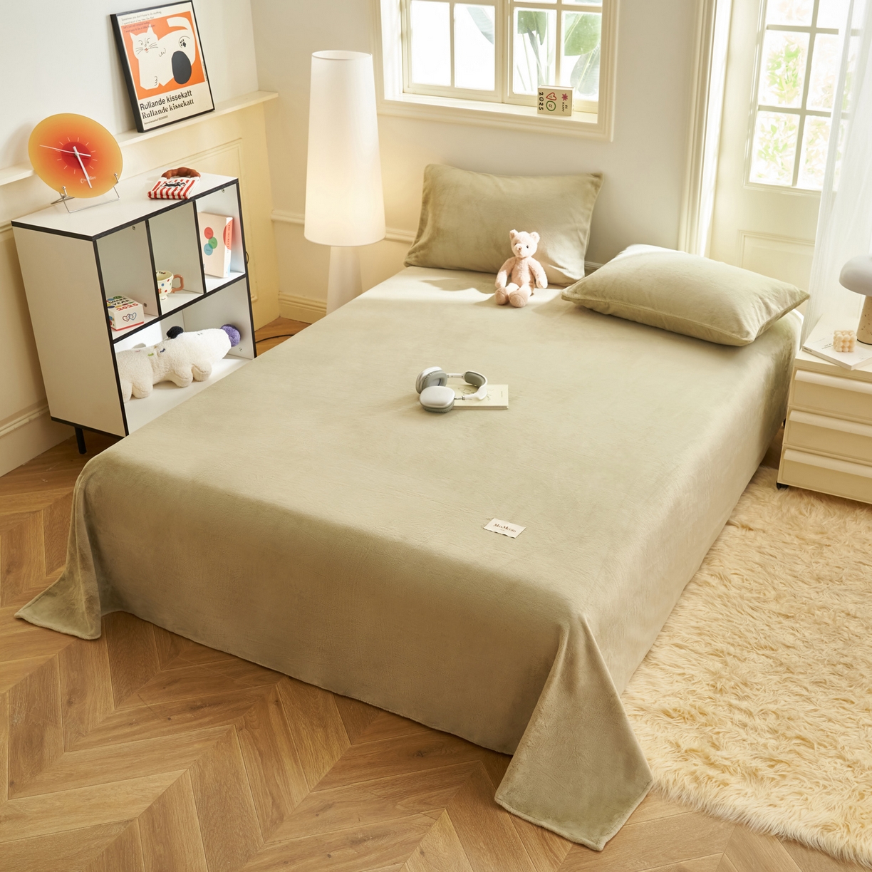 91家纺网 家纺一手货源 找家纺 晨曦家纺 2025新款加厚牛奶绒床单单件法兰绒宝宝绒 MAX-暖绿