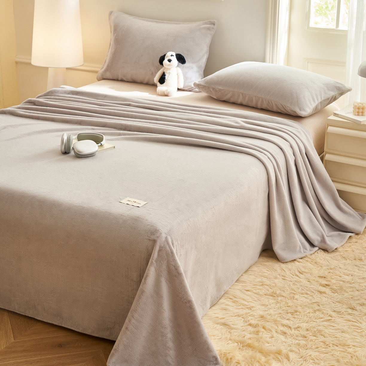 91家纺网 家纺一手货源 找家纺 晨曦家纺 2025新款加厚牛奶绒床单单件法兰绒宝宝绒 MAX-浅灰