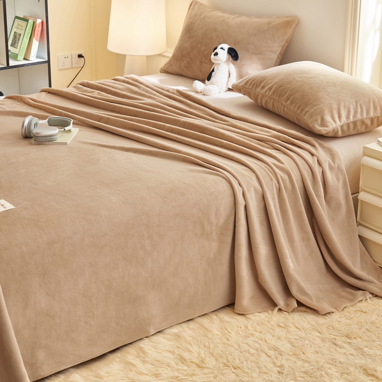 91家纺网 家纺一手货源 找家纺 晨曦家纺 2025新款加厚牛奶绒床单单件法兰绒宝宝绒 MAX-卡布奇诺咖