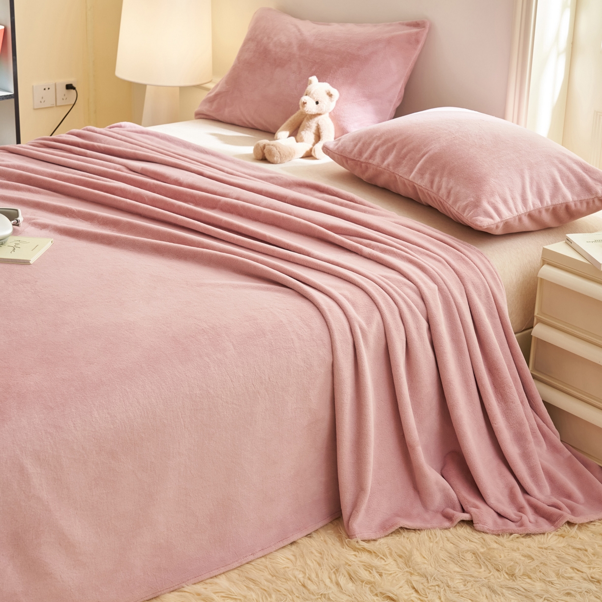 91家纺网 家纺一手货源 找家纺 晨曦家纺 2025新款加厚牛奶绒床单单件法兰绒宝宝绒 MAX-豆沙