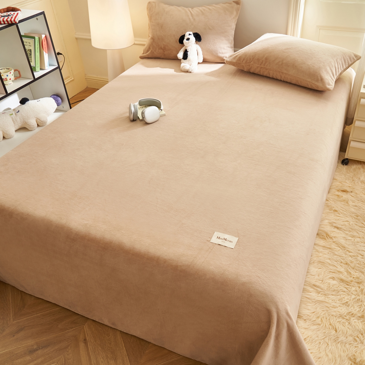 91家纺网 家纺一手货源 找家纺 晨曦家纺 2025新款加厚牛奶绒床单单件法兰绒宝宝绒 MAX-奶咖