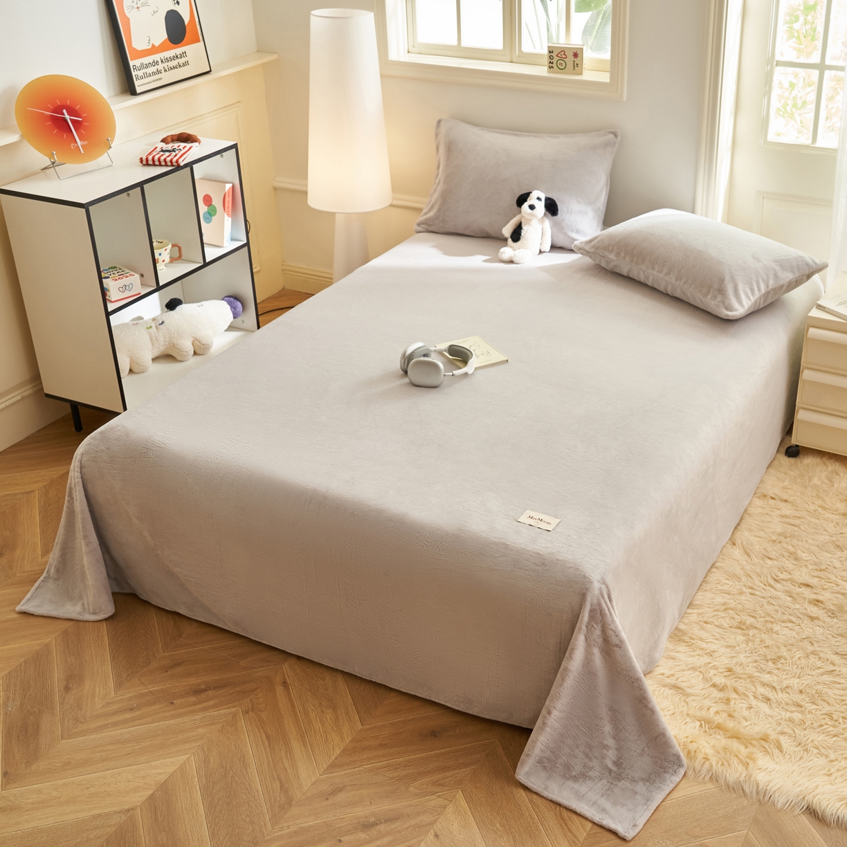 91家纺网 家纺一手货源 找家纺 晨曦家纺 2025新款加厚牛奶绒床单单件法兰绒宝宝绒 MAX-浅灰