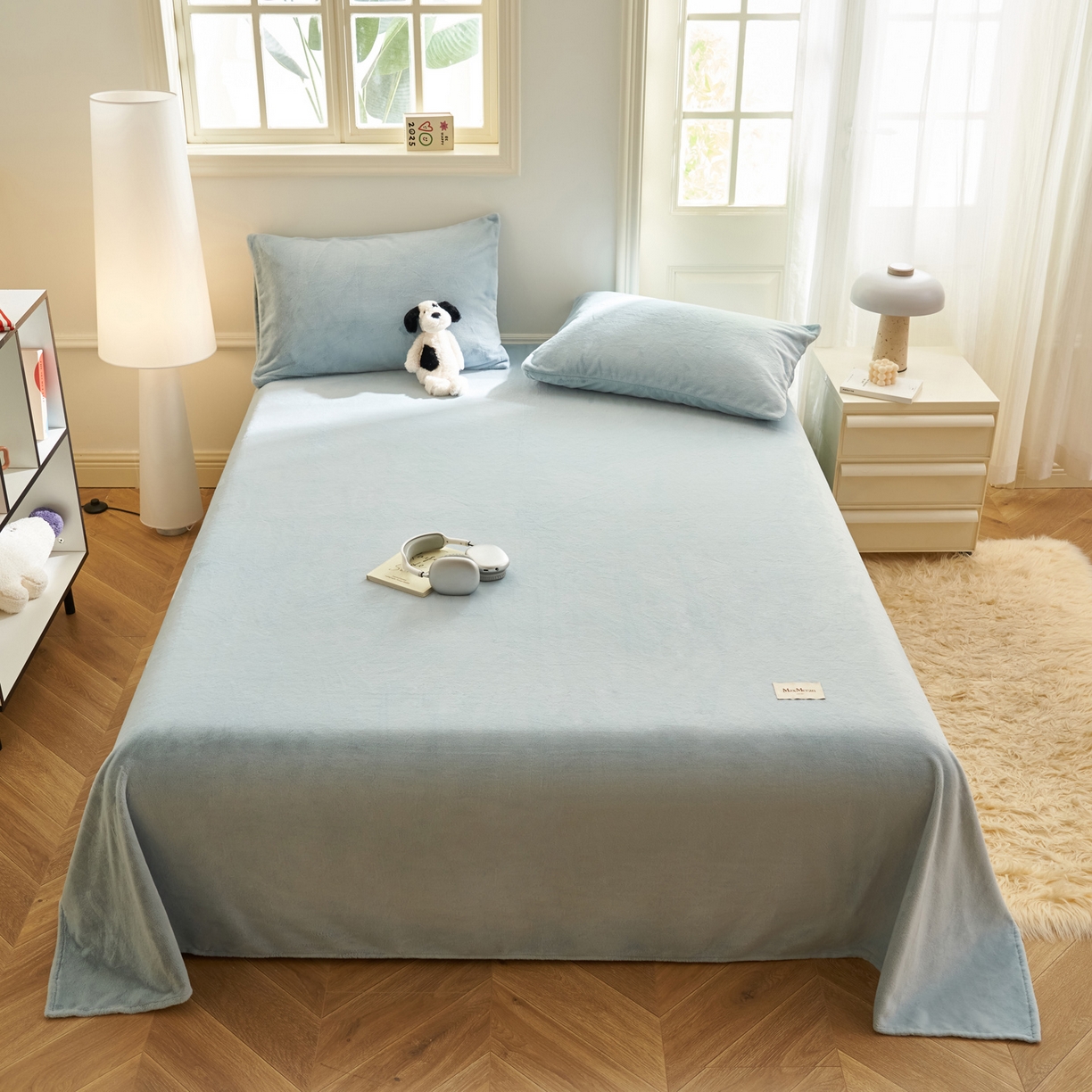 91家纺网 家纺一手货源 找家纺 晨曦家纺 2025新款加厚牛奶绒床单单件法兰绒宝宝绒 MAX-婴儿蓝