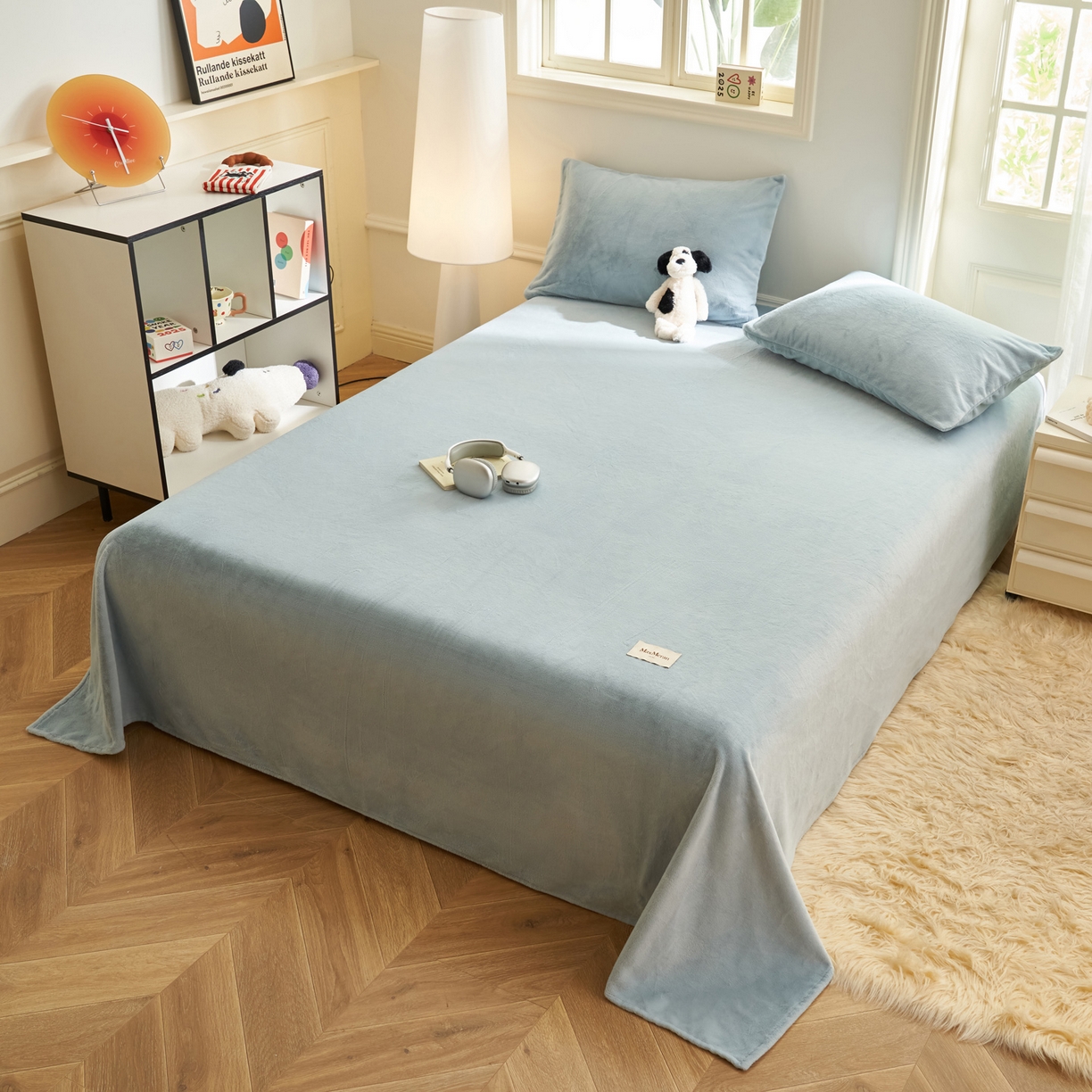 91家纺网 家纺一手货源 找家纺 晨曦家纺 2025新款加厚牛奶绒床单单件法兰绒宝宝绒 MAX-婴儿蓝