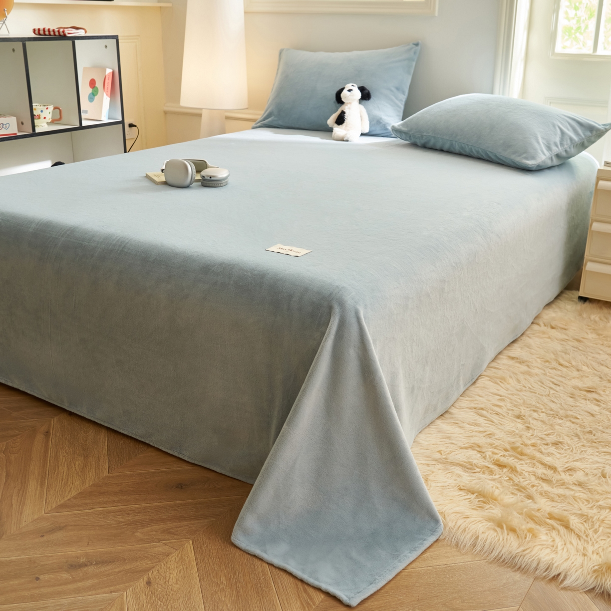 91家纺网 家纺一手货源 找家纺 晨曦家纺 2025新款加厚牛奶绒床单单件法兰绒宝宝绒 MAX-婴儿蓝