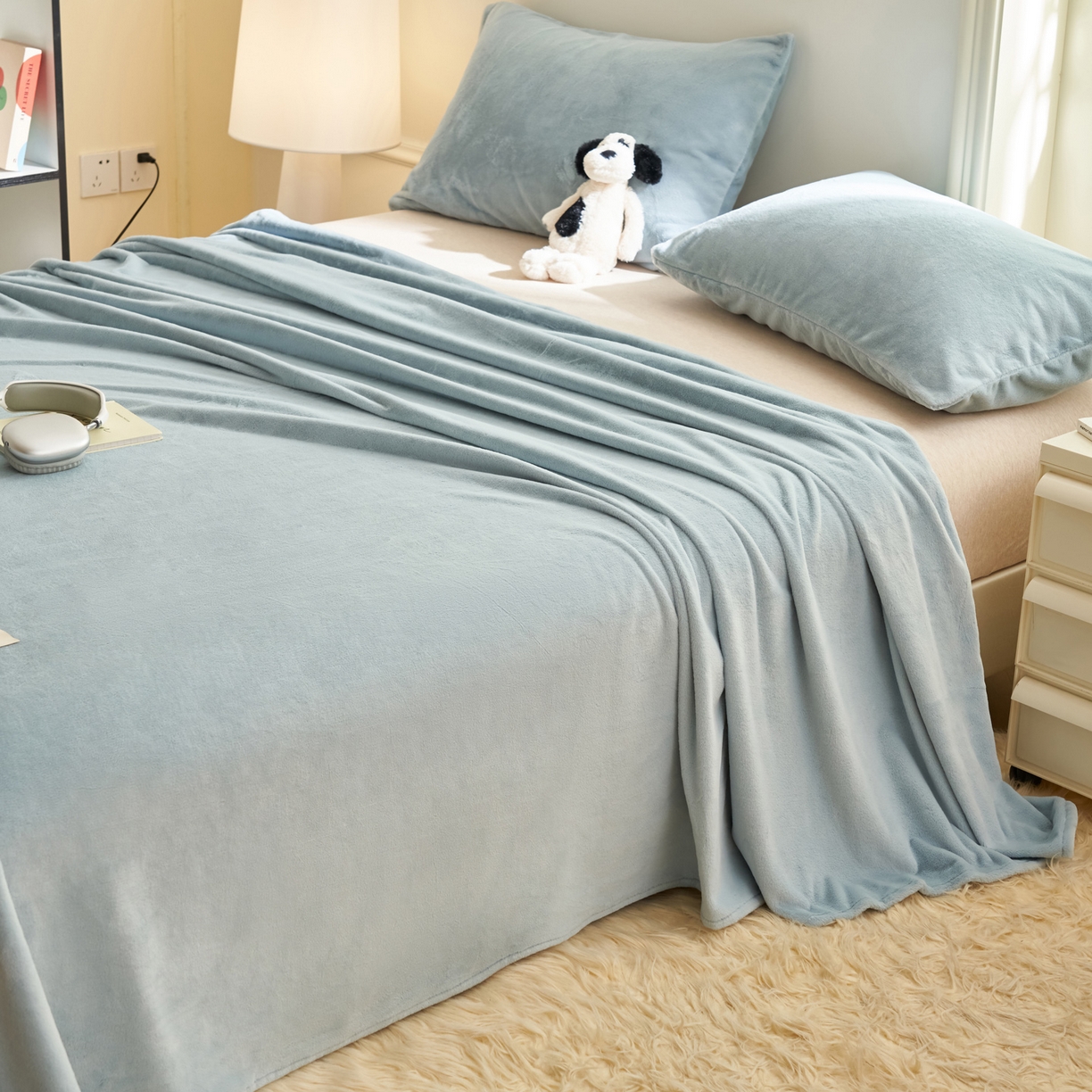 91家纺网 家纺一手货源 找家纺 晨曦家纺 2025新款加厚牛奶绒床单单件法兰绒宝宝绒 MAX-婴儿蓝