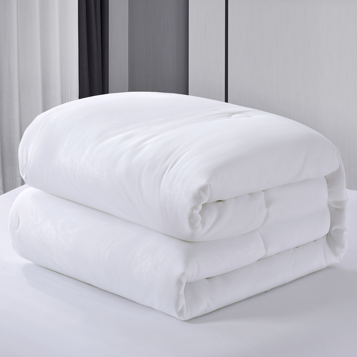 91家纺网 家纺一手货源 找家纺 （总）OL家纺 2025新款水青蓝磨毛压花被子被芯