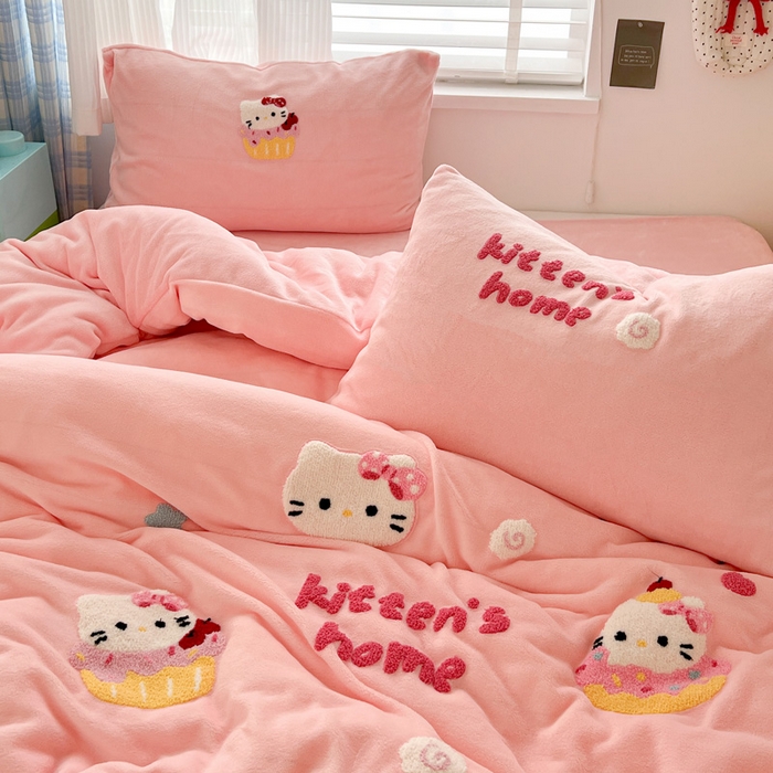 91家纺网 家纺一手货源 找家纺 （总）一比一家纺 2025新款卡通毛巾绣牛奶绒四件套