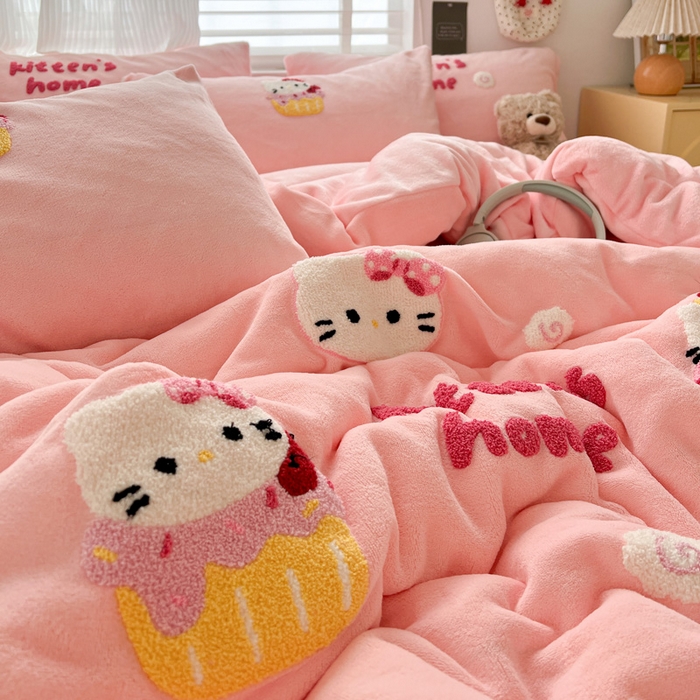 91家纺网 家纺一手货源 找家纺 （总）一比一家纺 2025新款卡通毛巾绣牛奶绒四件套