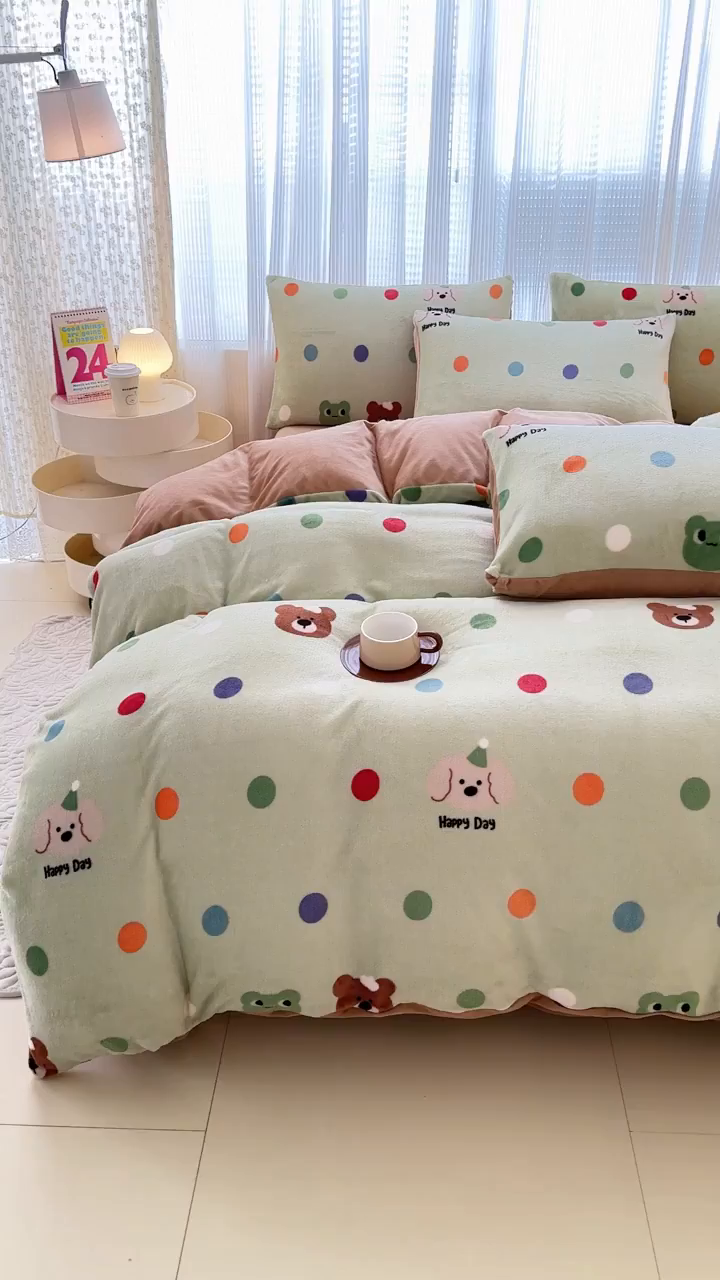 91家纺网 家纺一手货源 找家纺 （总）仟网汇 2025新款直播热款跑量牛奶绒印花款四件套