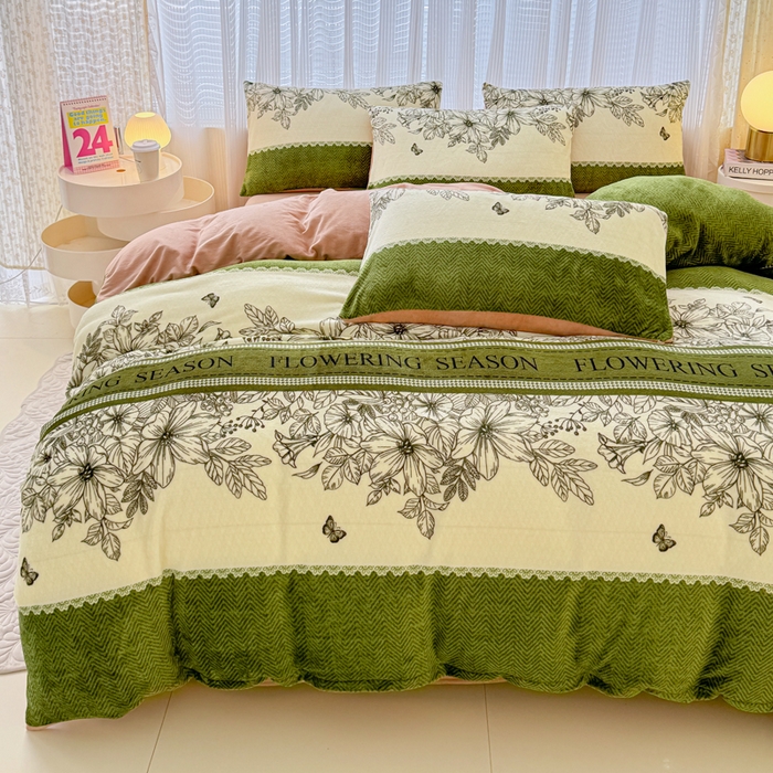 91家纺网 家纺一手货源 找家纺 仟网汇 2025新款直播热款跑量牛奶绒印花款四件套 绿野仙踪