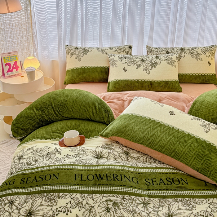 91家纺网 家纺一手货源 找家纺 仟网汇 2025新款直播热款跑量牛奶绒印花款四件套 绿野仙踪