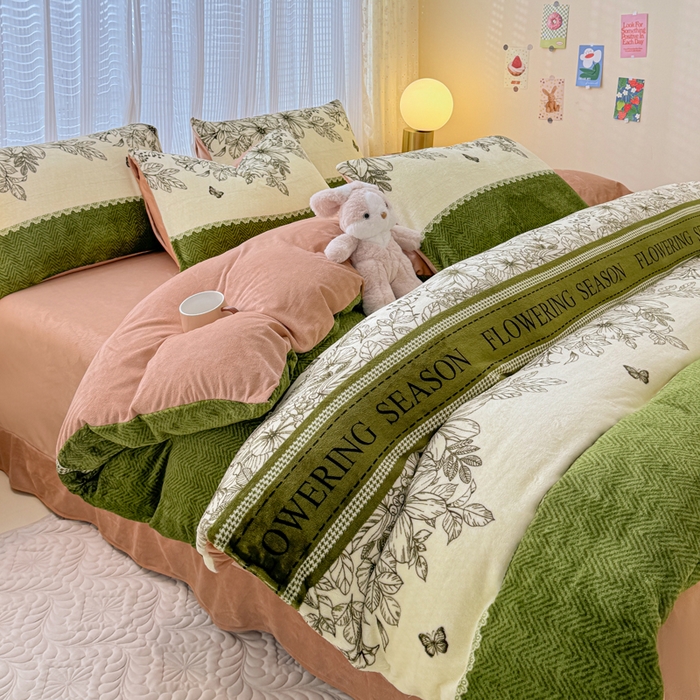 91家纺网 家纺一手货源 找家纺 仟网汇 2025新款直播热款跑量牛奶绒印花款四件套 绿野仙踪