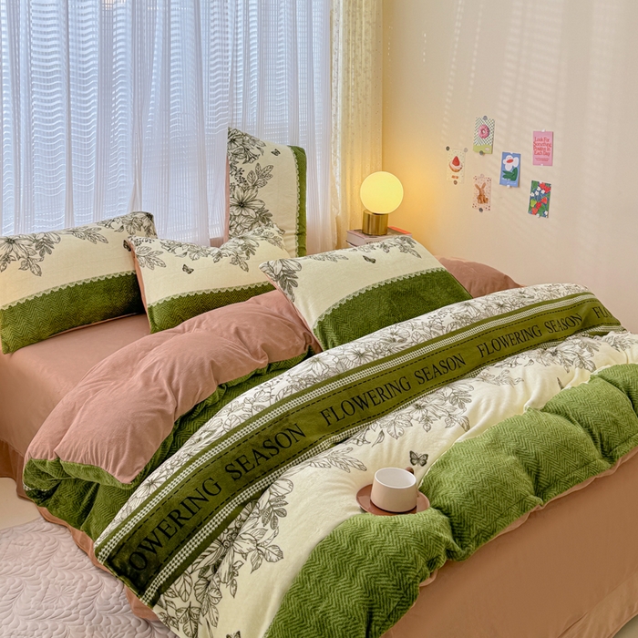 91家纺网 家纺一手货源 找家纺 仟网汇 2025新款直播热款跑量牛奶绒印花款四件套 绿野仙踪