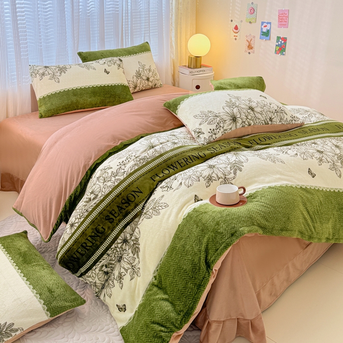 91家纺网 家纺一手货源 找家纺 仟网汇 2025新款直播热款跑量牛奶绒印花款四件套 绿野仙踪