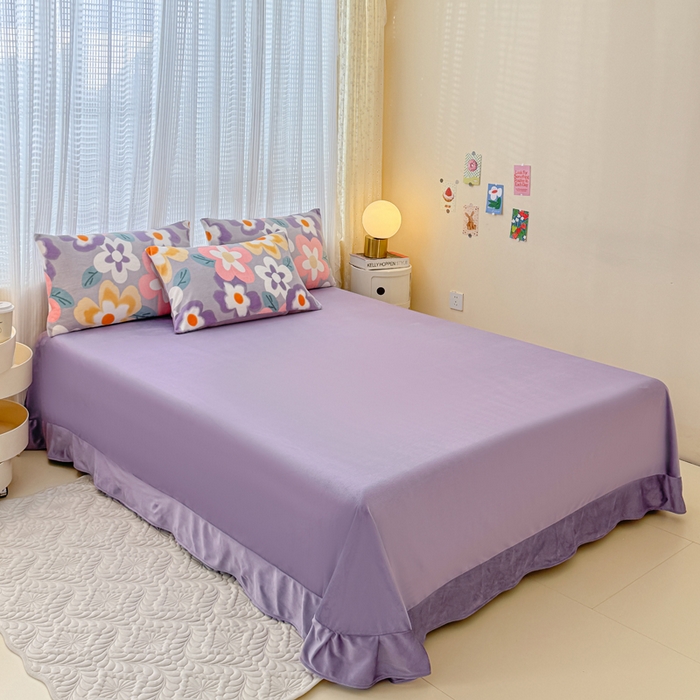 91家纺网 家纺一手货源 找家纺 仟网汇 2025新款直播热款跑量牛奶绒印花款四件套 太阳花